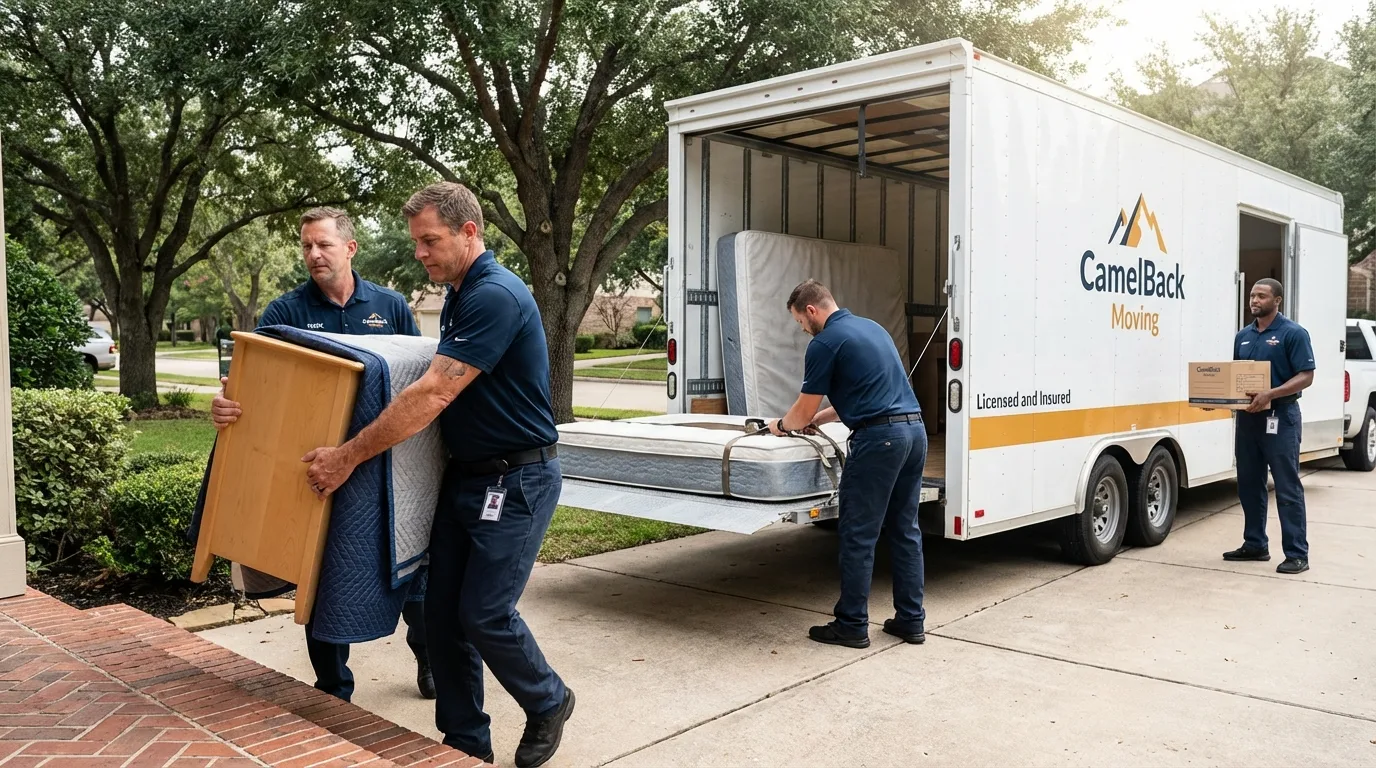 Crew loading residential truck for cross-state move from Yorkville, OH